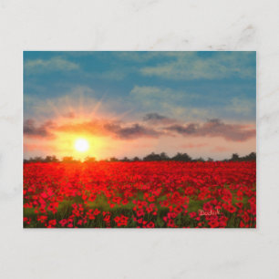 Solnedgång över Poppy Fält JW Vykort