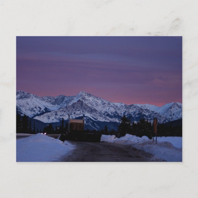 Solnedgång över Rockies Vykort (Framsida)