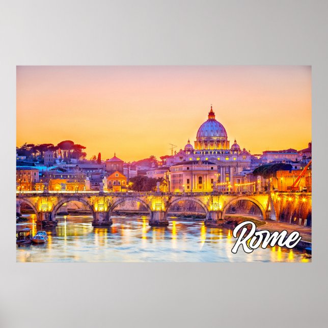 Solnedgång över Rom, Italien Poster (Framsidan)