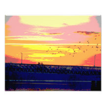 SOLNEDGÅNG ÖVER ROURKE BRIDGE FOTO TRYCK