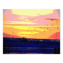 SOLNEDGÅNG ÖVER ROURKE BRIDGE FOTO TRYCK