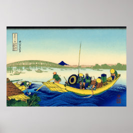 Solnedgång över Ryōgoku-bron Katsushika Hokusai Poster