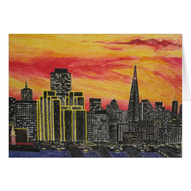 solnedgång över San Francisco Hälsningskort (Framsidan Horizontal)