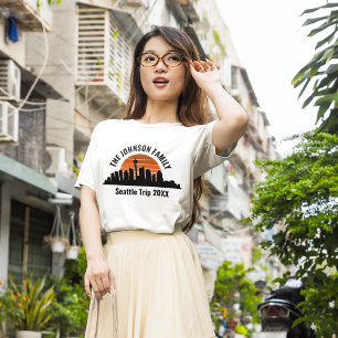 Solnedgång över Seattle anpassad semester dam T Shirt