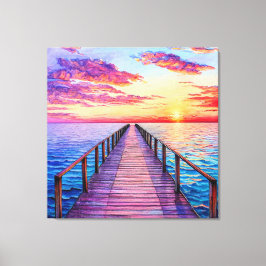 Solnedgång över Serene Ocean Vågar Canvastryck