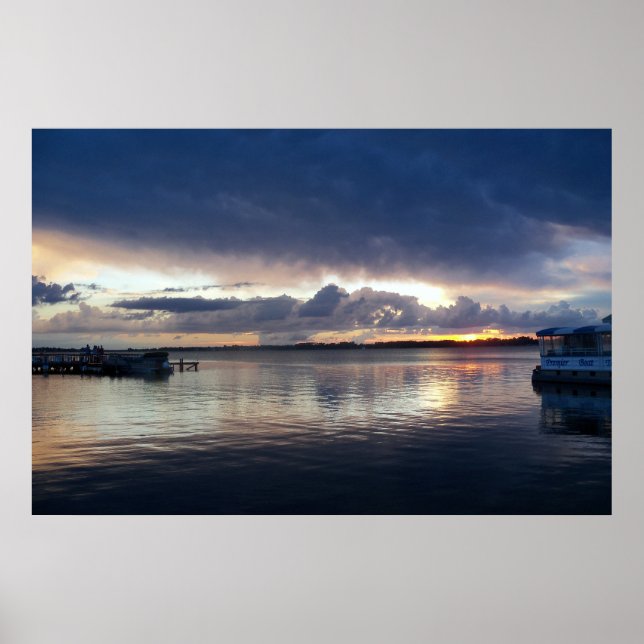 Solnedgång över Sjö Dora Florida poster fotografi (Framsidan)