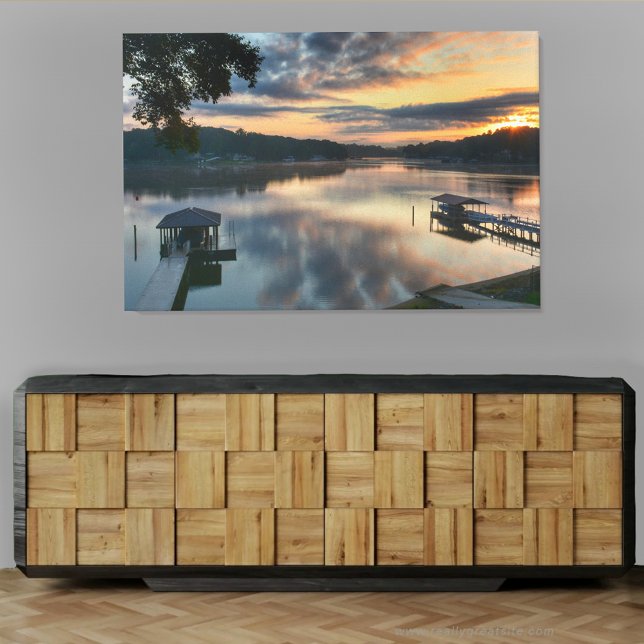 Solnedgång över Sjö landskapsfoto Canvastryck (Skapare uppladdad)
