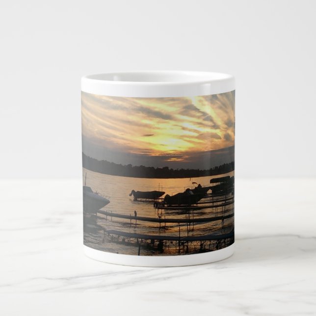 Solnedgång över sjö - Mugg Jumbo Mugg (Framsidan)