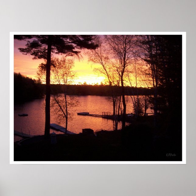 Solnedgång över Sjö Poster (Framsidan)