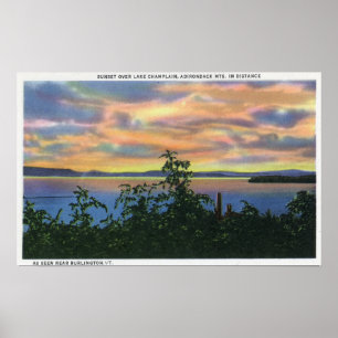 Solnedgång över sjön, Adirondack Mts in Poster