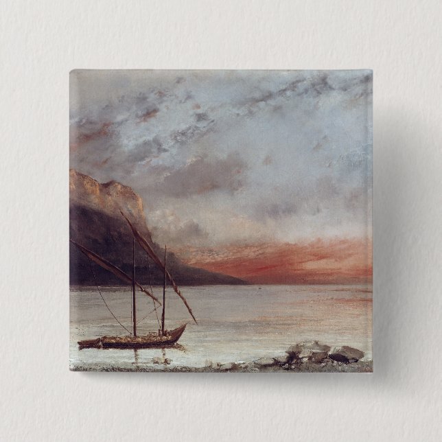 Solnedgång över sjön Leman, 1874 Knapp (Framsida)