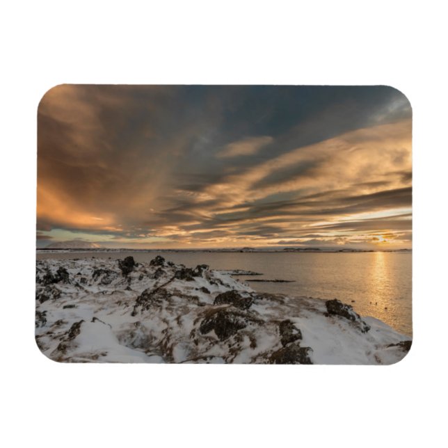 Solnedgång över sjön Myvatn, Island Magnet (Horisontell)