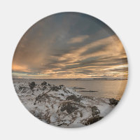 Solnedgång över sjön Myvatn, Island
