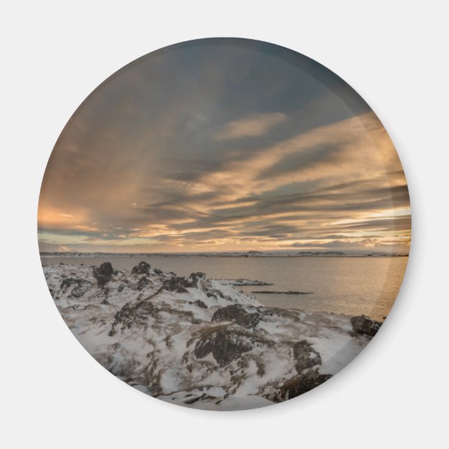 Solnedgång över sjön Myvatn, Island Magnet (Framsidan)