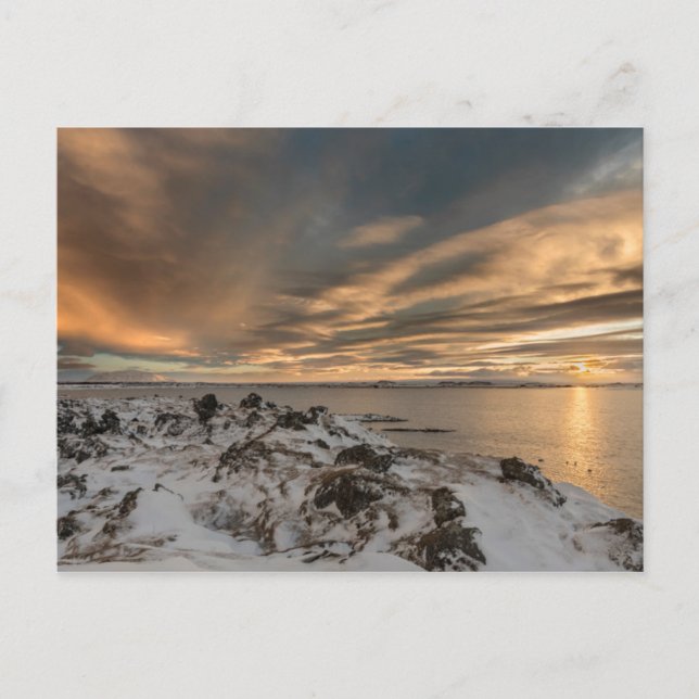 Solnedgång över sjön Myvatn, Island Vykort (Framsida)