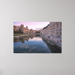 Solnedgång över småkanalen i Cospicua, Malta Canvastryck