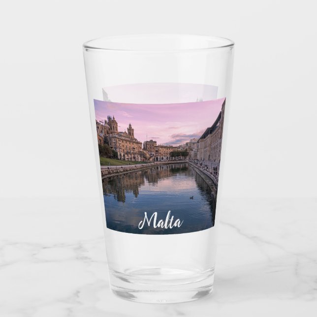 Solnedgång över småkanalen i Cospicua, Malta Glaskopp (Framsida)