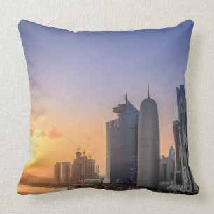 Solnedgång över staden av Doha, Qatar Kudde