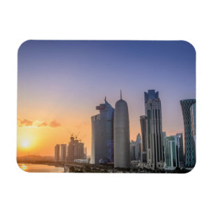 Solnedgång över staden av Doha, Qatar Magnet