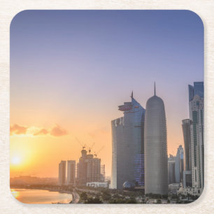 Solnedgång över staden av Doha, Qatar Underlägg Papper Kvadrat