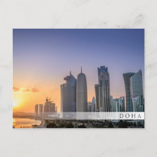 Solnedgång över staden Doha, Qatar Vykort