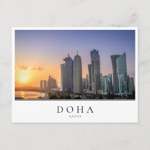 Solnedgång över staden Doha, Qatar Vykort
