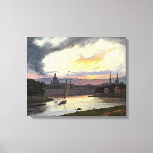 Solnedgång över staden Dresden (tyska landskapet) Canvastryck (Framsida)