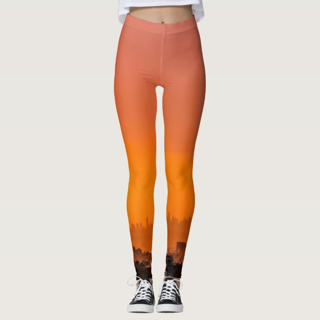 Solnedgång över staden leggings (Framsida)