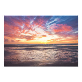 Solnedgång över strand och hav fototryck
