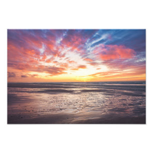 Solnedgång över strand och hav fototryck