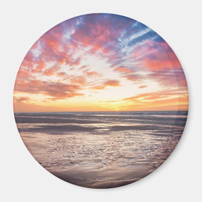 Solnedgång över strand och hav magnet (Framsidan)