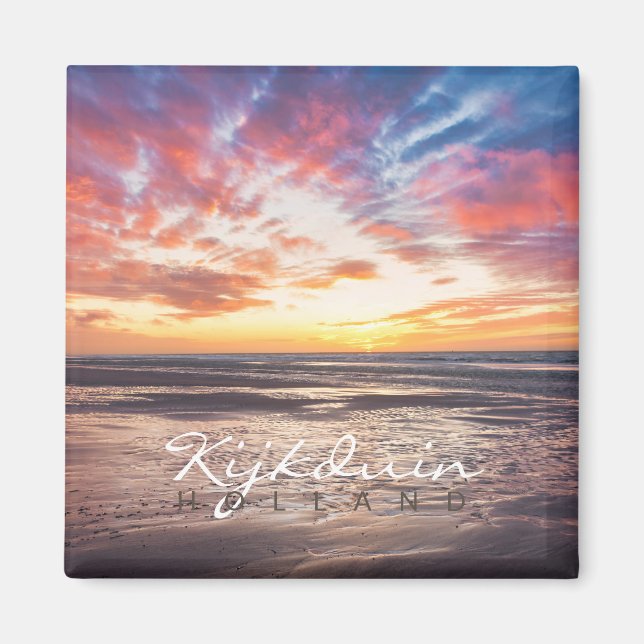 Solnedgång över strand och hav magnet (Framsidan)