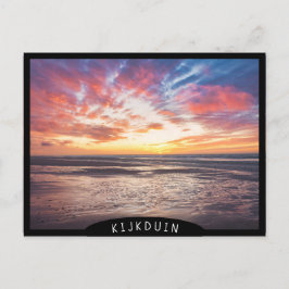 Solnedgång över strand och hav vykort