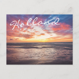 Solnedgång över strand och hav vykort