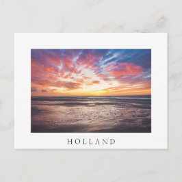Solnedgång över strand och hav vykort