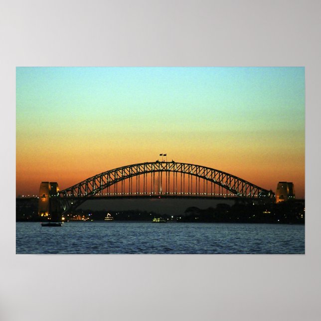 Solnedgång över Sydney Harbor Bridge, Australien Poster (Framsidan)