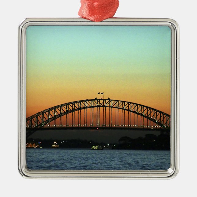Solnedgång över Sydney Harbour Bridge, Australien Julgransprydnad Metall (Framsidan)