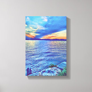 Solnedgång över Tappan Zee Bridge New York Canvastryck