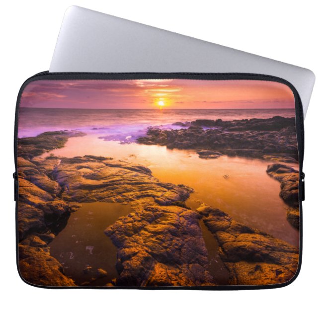 Solnedgång över tidvattenpölar, Hawaii Laptop Fodral (Framsidan)