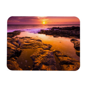 Solnedgång över tidvattenpölar, Hawaii Magnet