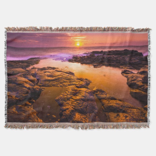 Solnedgång över tidvattenpölar, Hawaii Mysfilt (Framsidan)