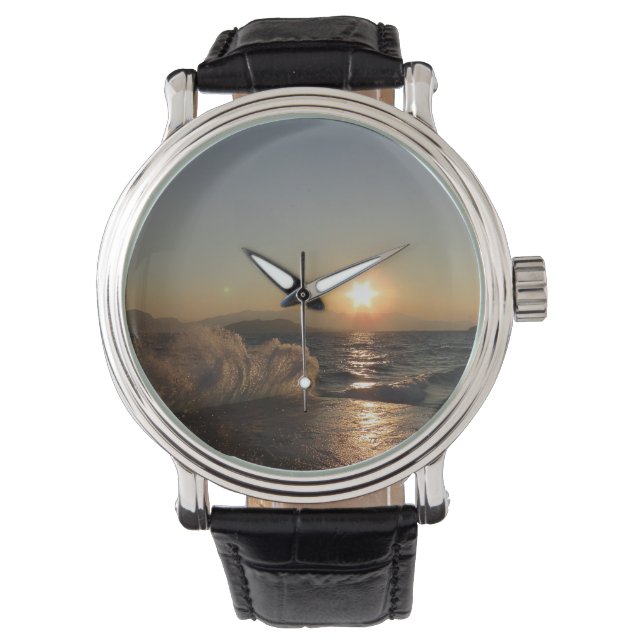 Solnedgång över Vågar i Kroatien Kusten Armbandsur (Framsida)