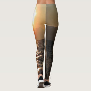 Solnedgång över Vågar i Kroatien Kusten Leggings
