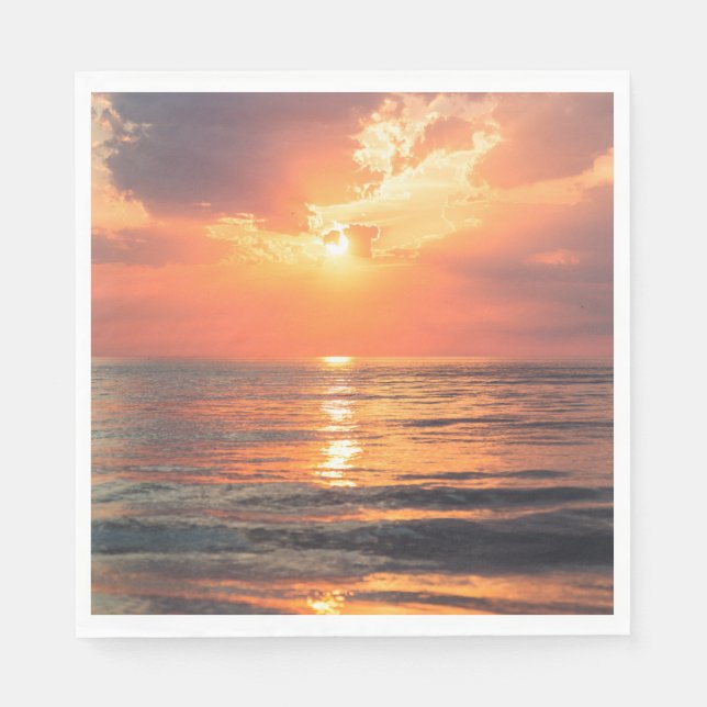 solnedgång över vatten pappersservett (Framsidan)