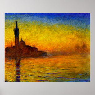 Solnedgång över Venedig av Claude Monet Print Poster