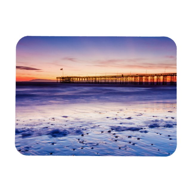 Solnedgång över Ventura Pier och strand Magnet (Horisontell)