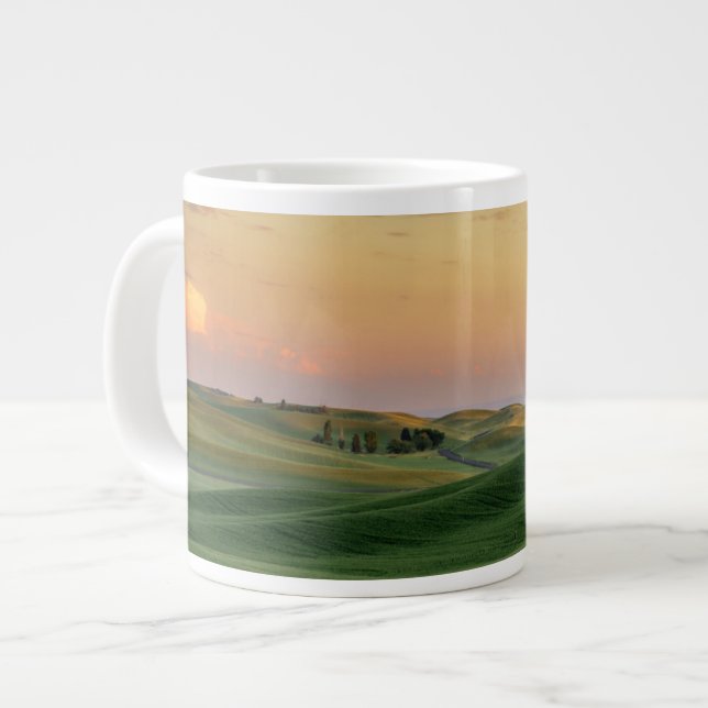 Solnedgång över vetet Fält| Washington Jumbo Mugg (Framsida vänster)