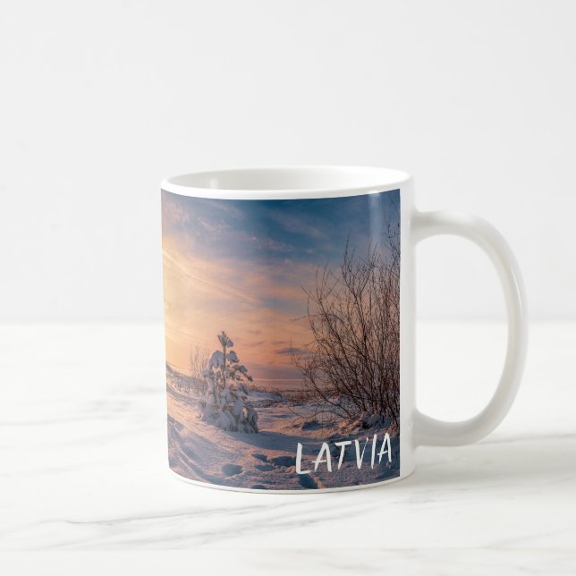 Solnedgång över vinterhavet kusten kaffemugg (Höger)