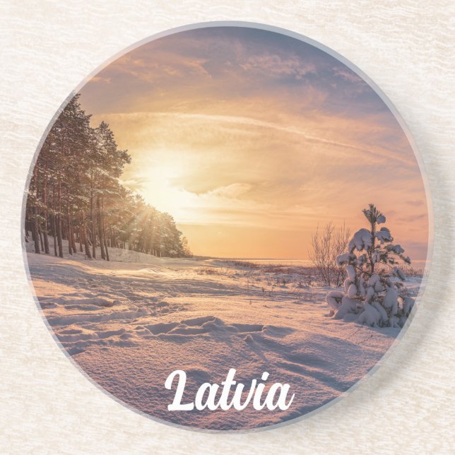 Solnedgång över vinterhavet kusten underlägg (Framsidan)