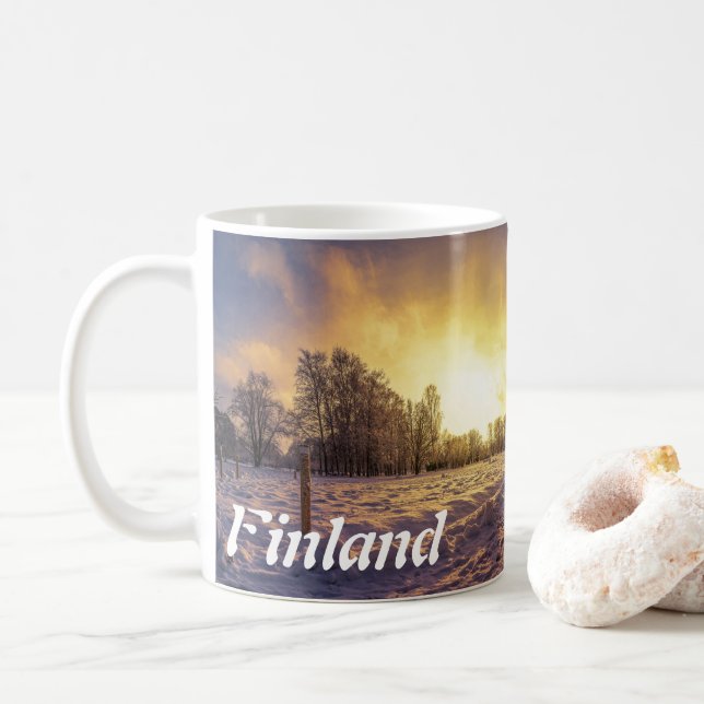 Solnedgång över vinterparken kaffemugg (Med munk)